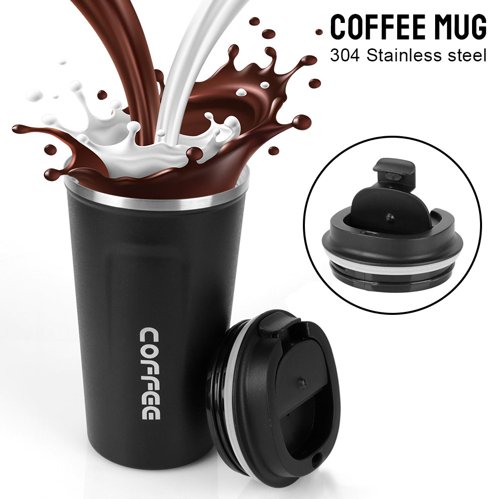 Kaffeebecher, auslaufsicher, Thermobecher für unterwegs, 380/510 ml, doppelter Edelstahl-Thermobecher für Café und Auto, für Tee, Wasser, Kaffee