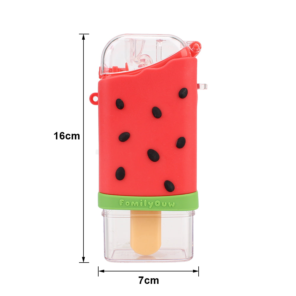 Water Bottle With Straw Portable Children's Water Bottles Creative Square Watermelon Cup Cartoon Cute Leakproof Children Kettle