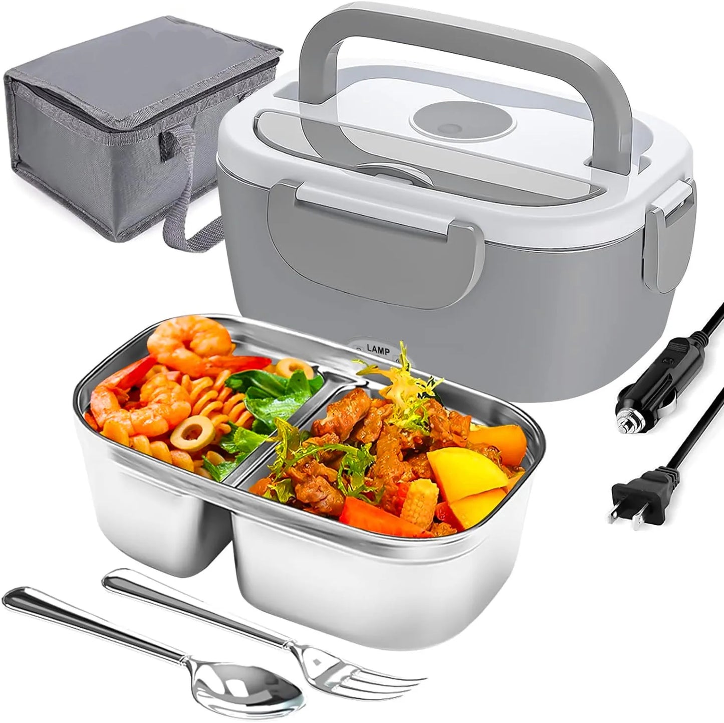 220V V 12V 24V Dual Use Home Car Electric Heating Lunch Box leaksafe Portable Food warm Container Stainless Steel