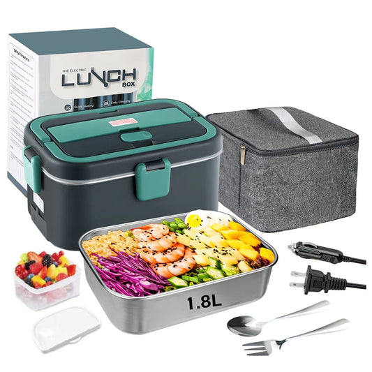 1.8l Car Electric Lunch Box 80w duel Use Home Car Electric Heating Lunch Box Leakproof Portable Food charm Heated Container