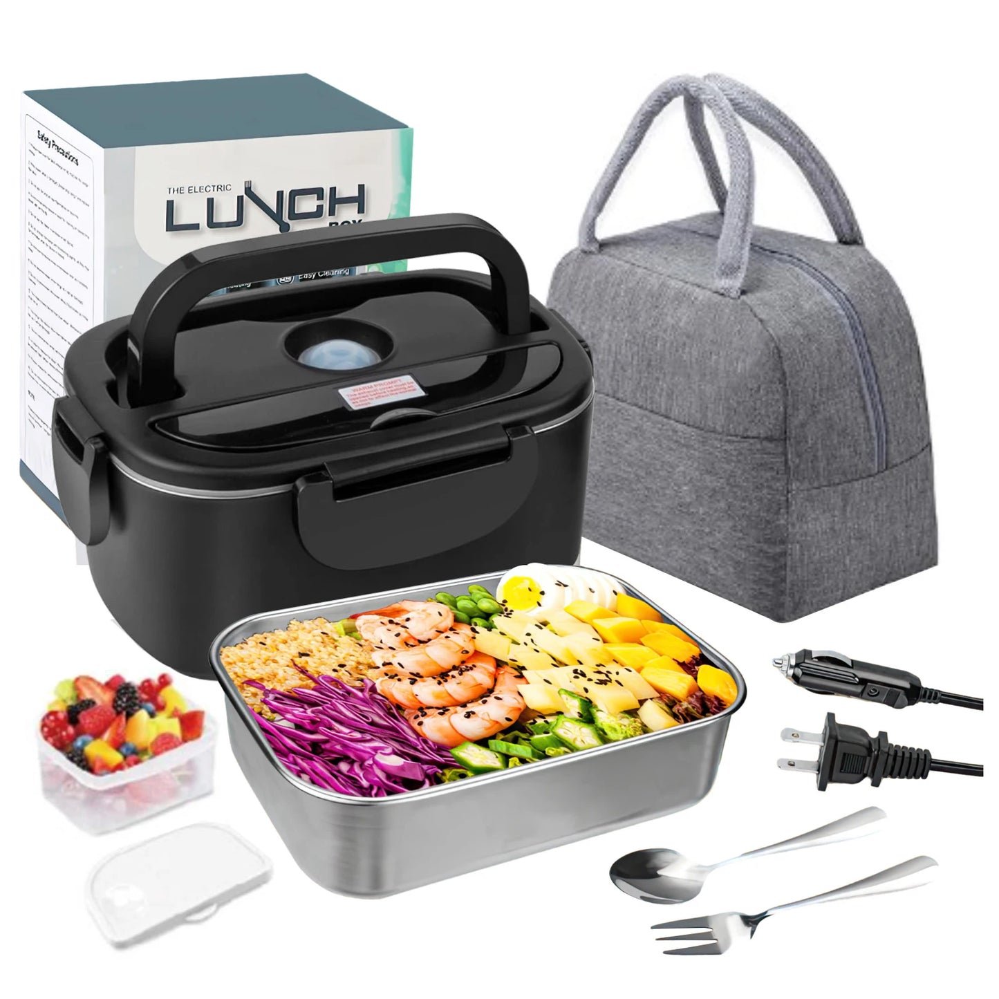 220V V 12V 24V Dual Use Home Car Electric Heating Lunch Box leaksafe Portable Food warm Container Stainless Steel