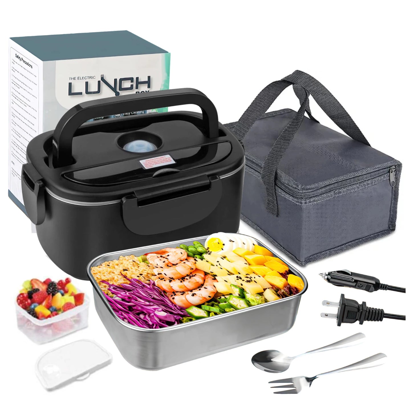 220V V 12V 24V Dual Use Home Car Electric Heating Lunch Box leaksafe Portable Food warm Container Stainless Steel