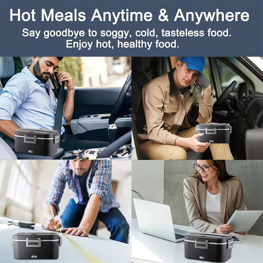 220V V 12V 24V Dual Use Home Car Electric Heating Lunch Box leaksafe Portable Food warm Container Stainless Steel