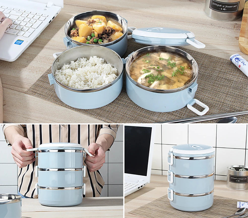 Portable Stainless Steel Thermal Lunch  Box For Kids School Microwave Box Thermal Lunch Box Salad Fruit Food Container Box