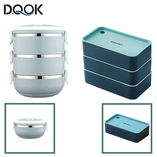 Portable Stainless Steel Thermal Lunch  Box For Kids School Microwave Box Thermal Lunch Box Salad Fruit Food Container Box