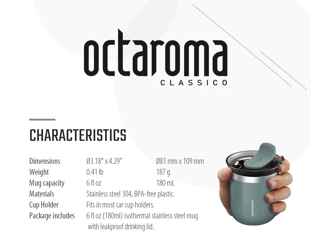 WACACO Octaroma Vacuum Insulated Coffee Mug, Double-wall Stainless Steel Travel Tumbler, 6/10/15 fl oz, thermo, Valentines Gift