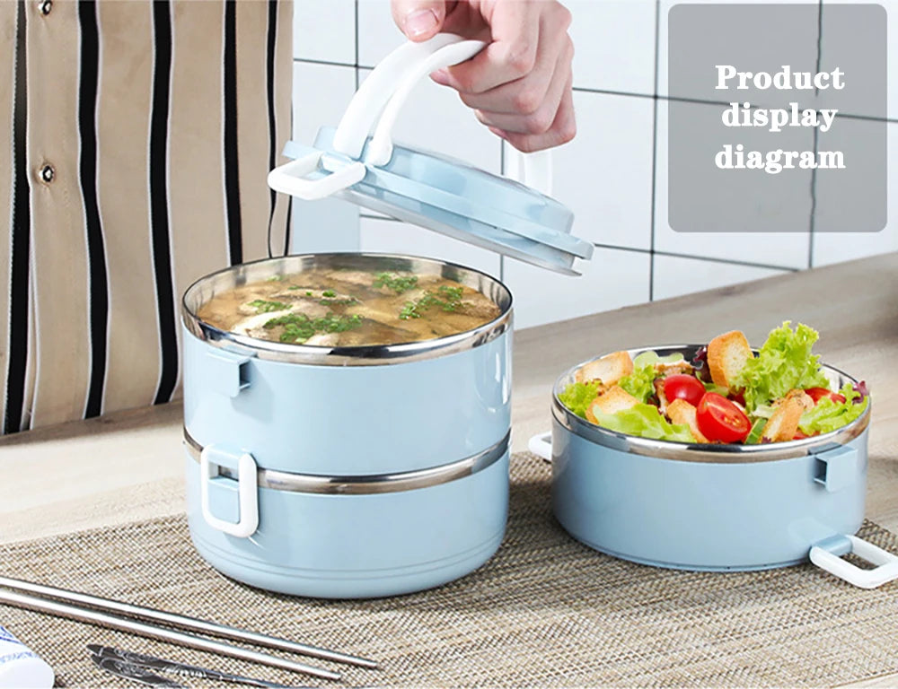 Portable Stainless Steel Thermal Lunch  Box For Kids School Microwave Box Thermal Lunch Box Salad Fruit Food Container Box