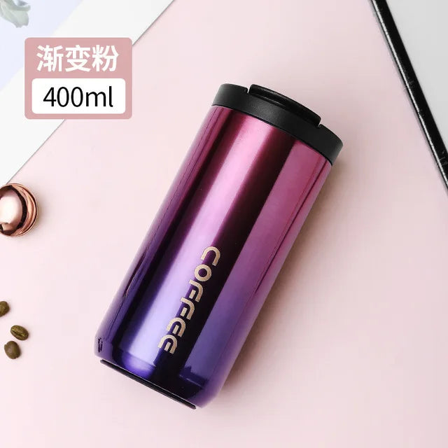 400ml Stainless Steel Thermal Coffee Mug 304 Thermos Mug Leak Proof Portable Travel Thermal Cup Water Bottle Christmas Gifts