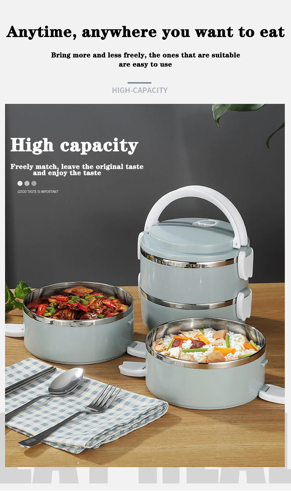 Portable Stainless Steel Thermal Lunch  Box For Kids School Microwave Box Thermal Lunch Box Salad Fruit Food Container Box