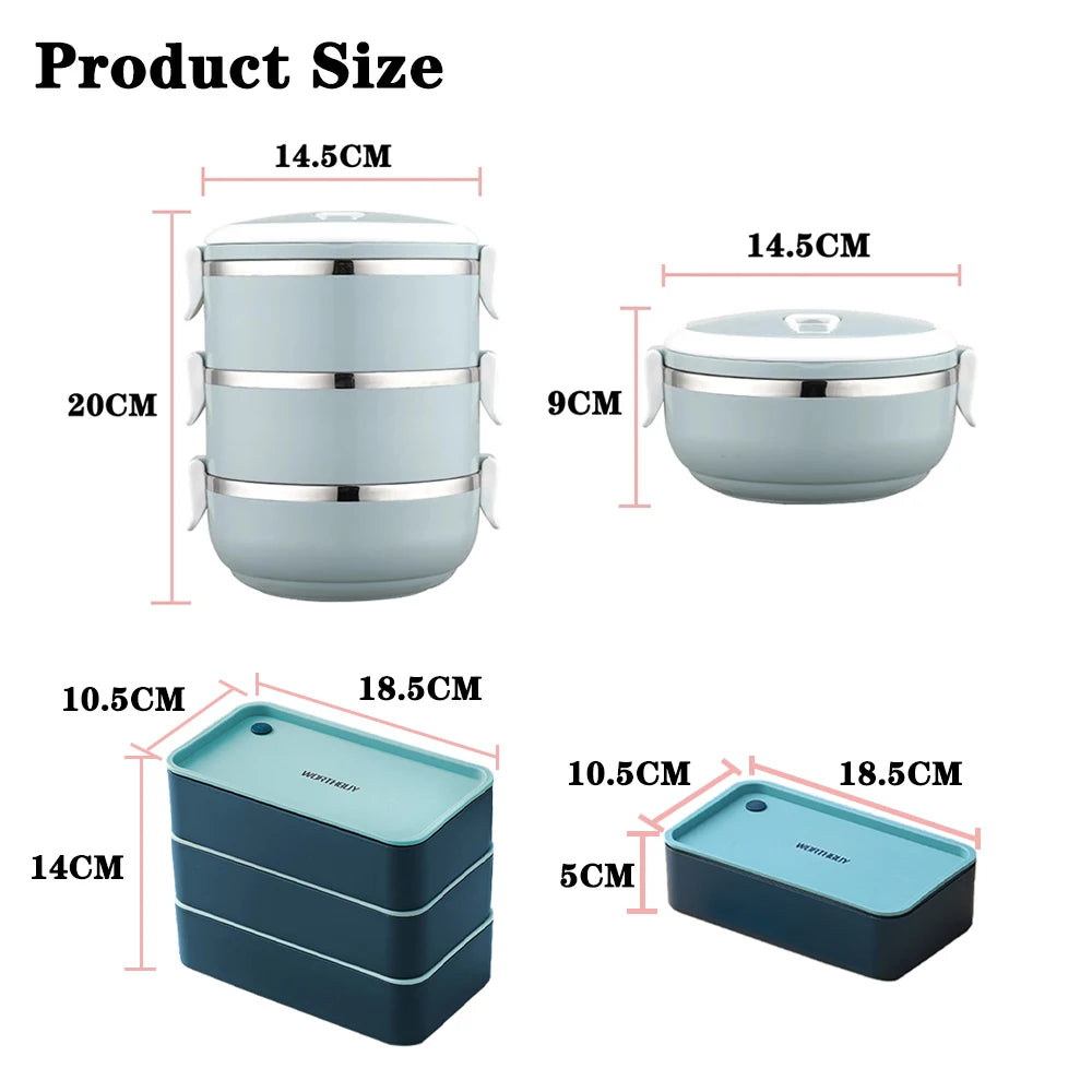 Portable Stainless Steel Thermal Lunch  Box For Kids School Microwave Box Thermal Lunch Box Salad Fruit Food Container Box