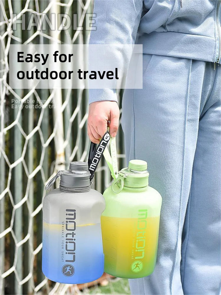 Sports Straw Large Capacity Fiess With Scale Gradient Kettle Outdoor Plastic Portable Water Bottle