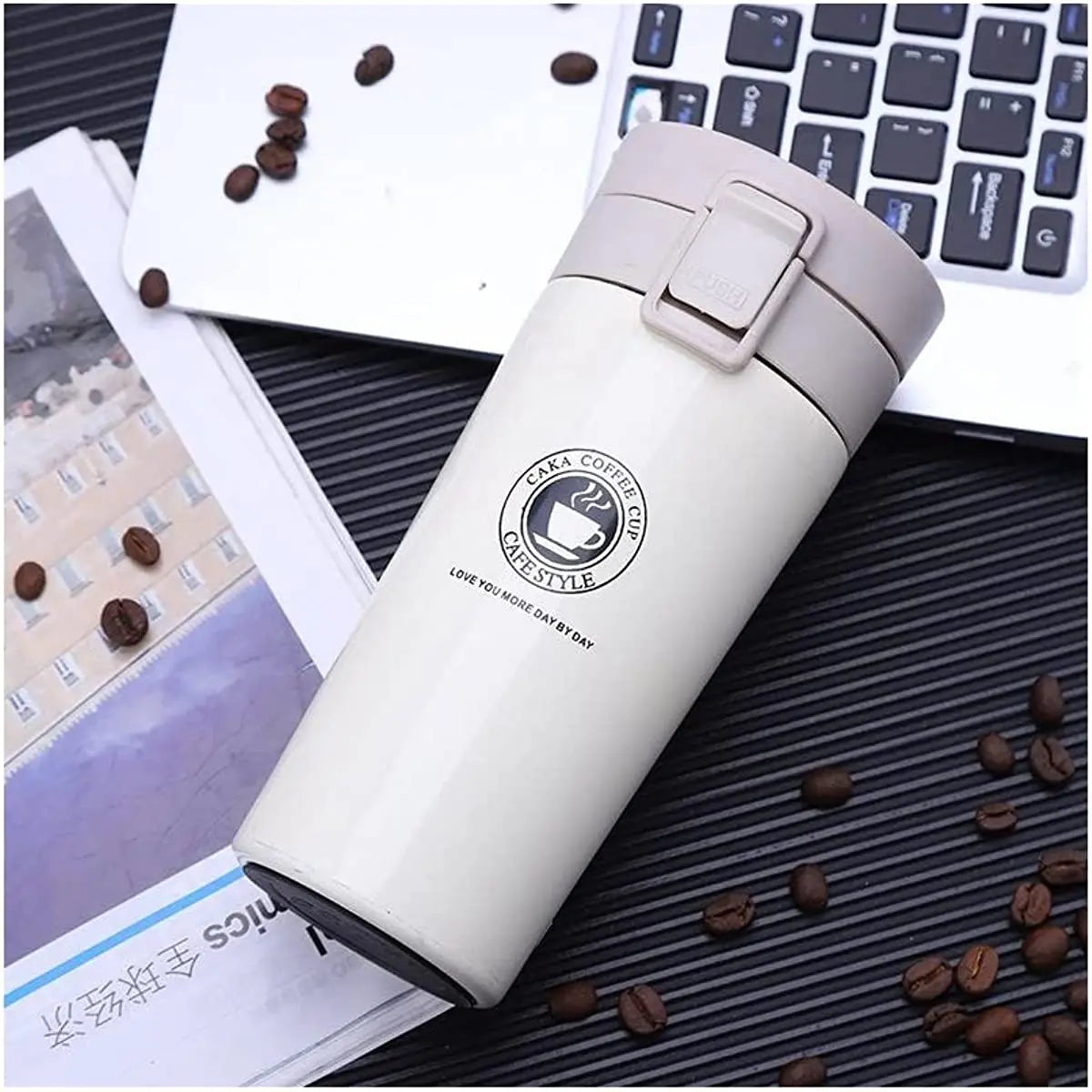 380/500ml Insulated Coffee Cup Tea Cup Double-layer Stainless Steel Vacuum Insulated Outdoor Sports Creative Bouncing Coffee Cup