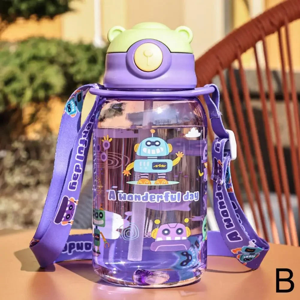 Cute Kids Water Bottle with Straw Free BPA Leakproof Outdoor Portable Children's Cups School Water Bottle for Children Q9Z4