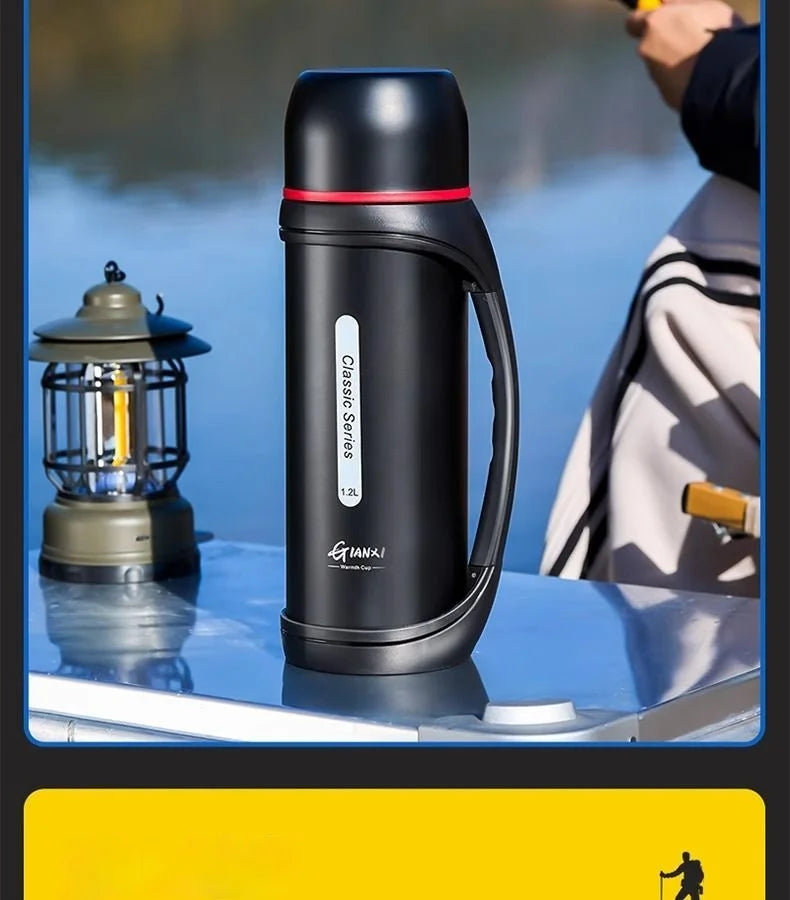 GIANXI 1.2L Large Capacity Kettle Outdoor Camping Thermos Outdoor Travel Coffee Thermos Portable Vacuum Cup