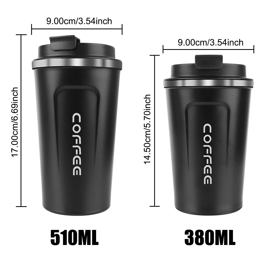 Thermo Cafe Coffee Mug Car Thermos Mug 380/510ML Leak_Proof Travel Thermo Cup for Tea Water Coffee Double Stainless Steel