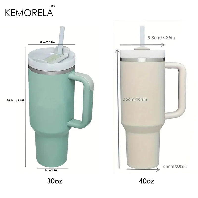 KEMORELA Tumbler With Handle Lid Straw Stainless Steel Water Bottle 887/1182ML Vacuum Thermos Cup Travel Car Coffee Mug - Gabriel