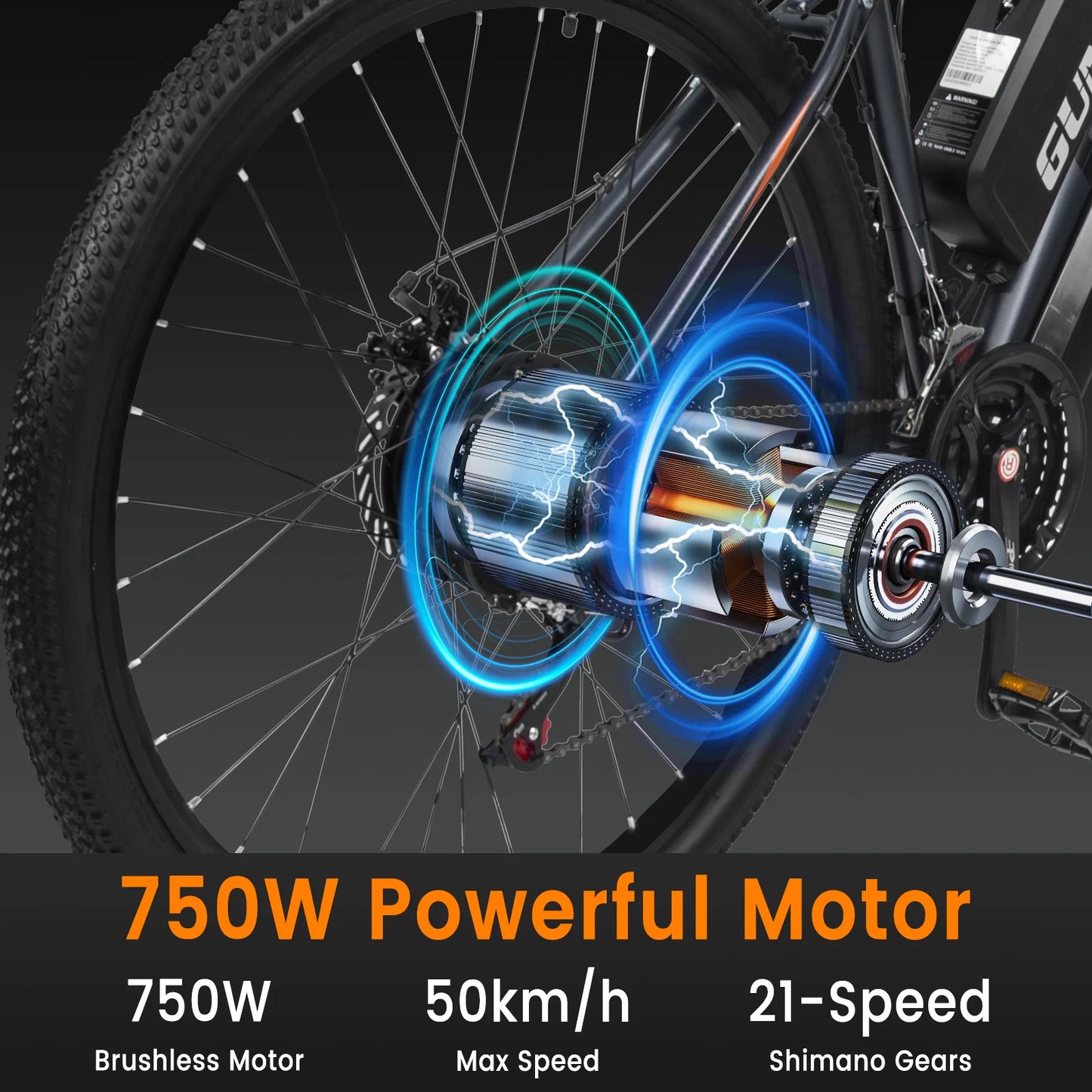 GUNAI GN29 Electric Bike 48V 750W Powerful Motor 29*2.1inch Tire Ebike for Adult 15Ah Battery 90km Max Range 50km/h Max Speed