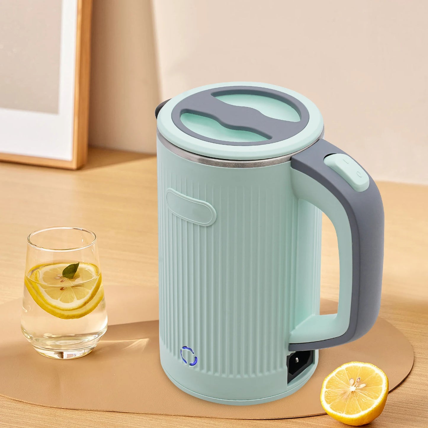 800ml Electric Tea Kettle Stainless Steel Water Heater Travel Portable Electric Kettle Base Separation 600w Teapot