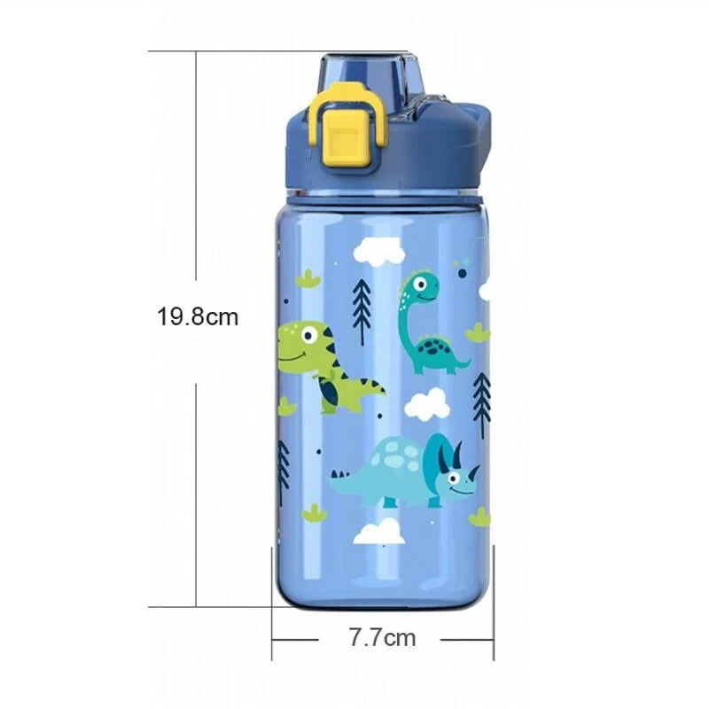 600 ml Cartoon-Tier-Wasserflasche, tragbar, Sicherheitsverschluss, niedlicher Strohbecher, auslaufsicherer Trinkkrug für Kinder, für Outdoor-Camping-Reisen