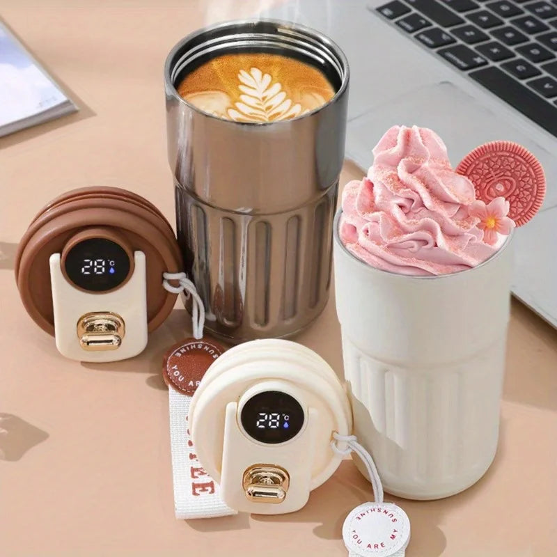 410 ml Edelstahl Smart LED Wasserflasche Temperaturanzeige Isolierbecher Tragbarer Becher für Kaffeegetränke Vakuumflasche