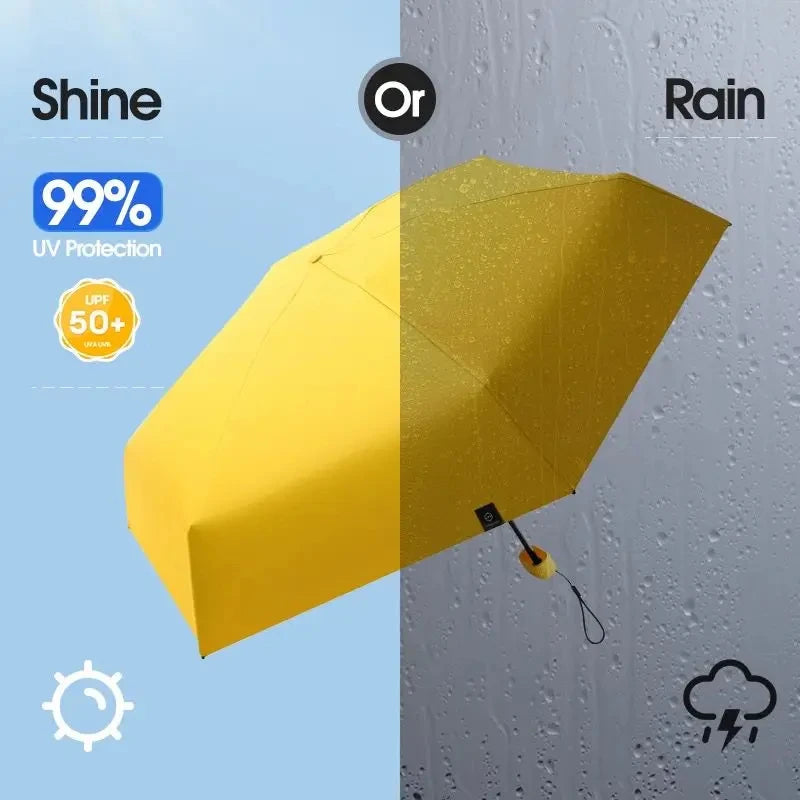 Mini Portable Umbrella Sun Umbrella With Case Set Parasol Rain and Shine Dual Use Unisex Travel Protable Folding Pocket Mini