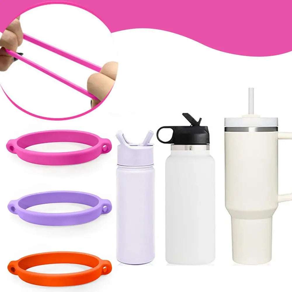 Portable Silicone Drawstring Ring Bottle Sleeve Water Cup Handle Strap Silicone Ring Strap DIY Water Cup Handle Ring for Cup