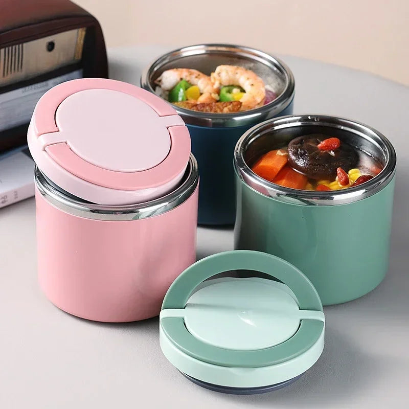 Stainless Steel Food Thermal Jar Vacuum Cup Soup Bowl Lunch Box with Handle Portable Sealed Bento Box Thermos Storage Containers