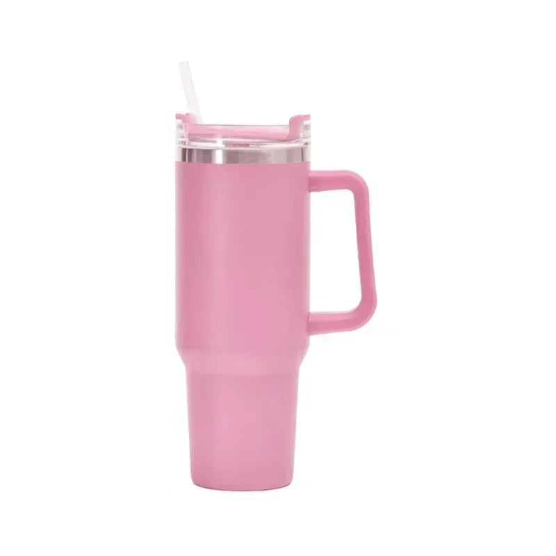 40oz Edelstahl-Wasserflasche mit Griffdeckel Stroh Vakuum-Thermosbecher Auto Kaffeebecher personalisierter Becher