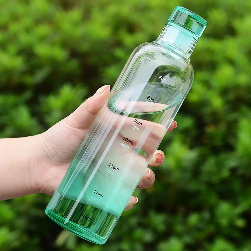 500/750ML Water Bottle INS Style Timescale Transparent Tea Coffee Cup Leakproof Juice Bottle for Student