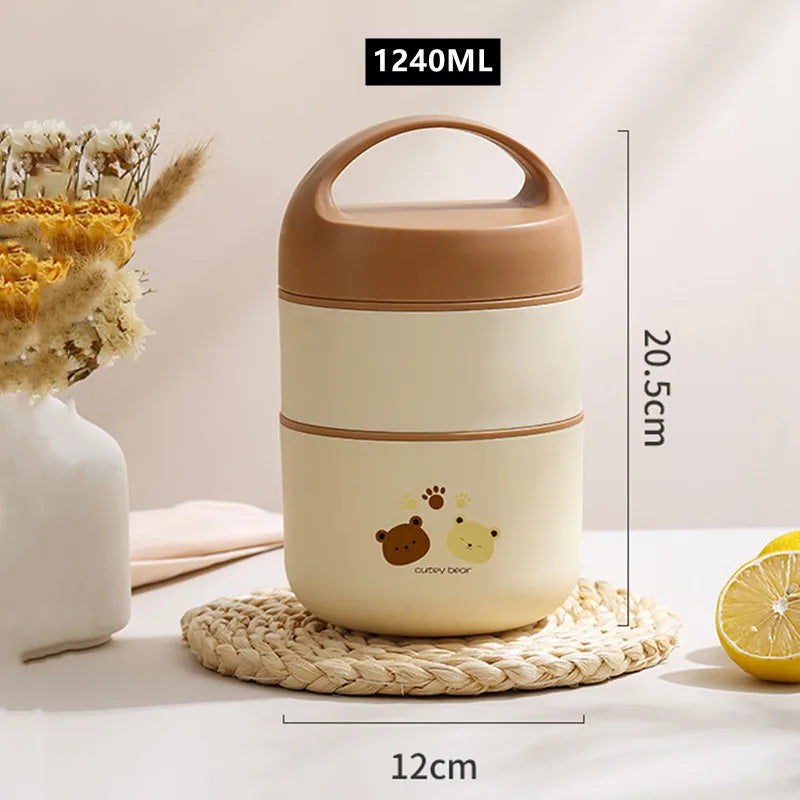 1590ml Large Capacity Stainless Steel 304 Lunch Box Leak-Proof Multilayer Thermal Bento Box Adult Student Soup Food Container