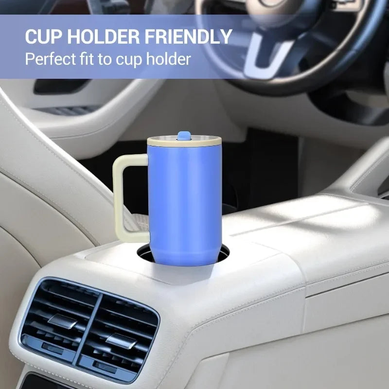 40Oz Insulated Car Bottle with Handle and Straw Stainless Steel Vacuum Insulated Car Cup Leak-proof Travel Thermos