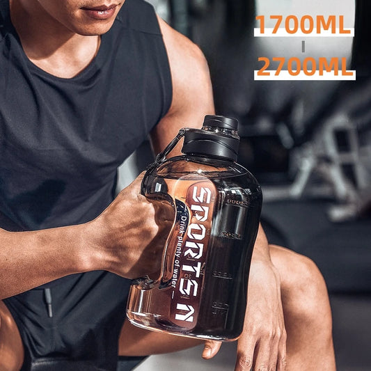 1,7 l/2,7 l tragbare Wasserflasche mit großem Fassungsvermögen für Fitness, Sport, Fitnessstudio, Radfahren, Wandern, Camping, Männer, Reiseflasche