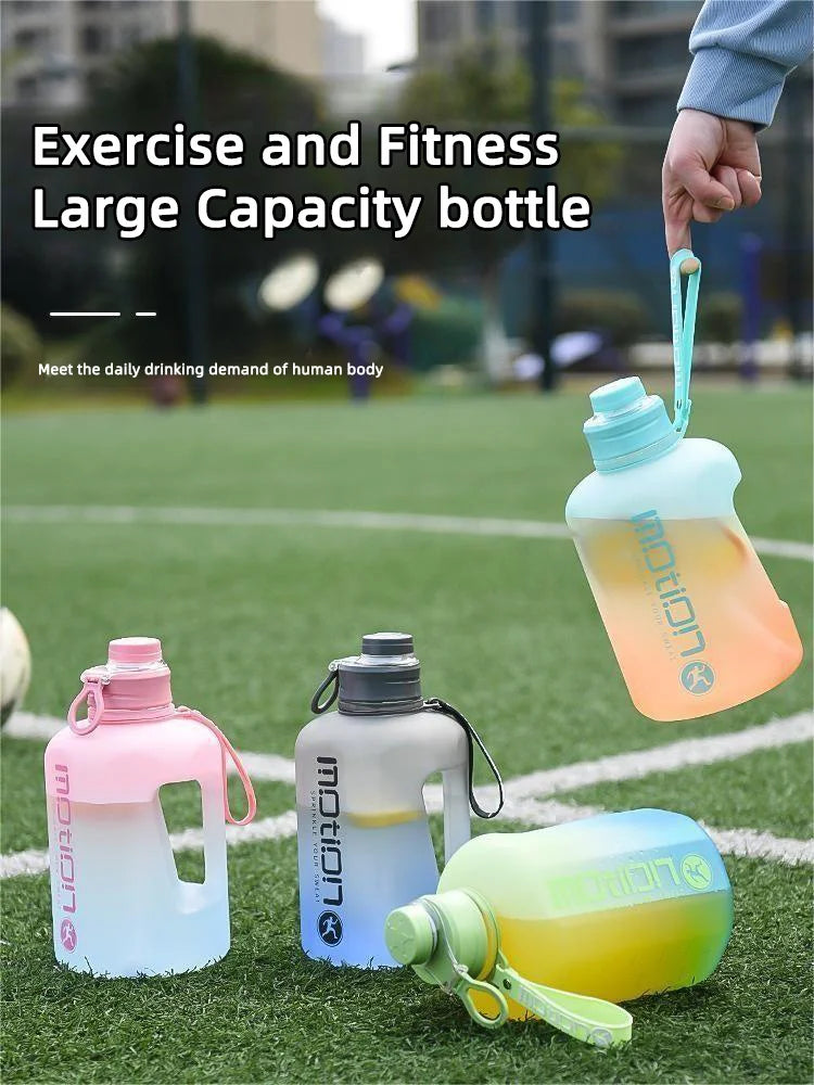 Sports Straw Large Capacity Fiess With Scale Gradient Kettle Outdoor Plastic Portable Water Bottle