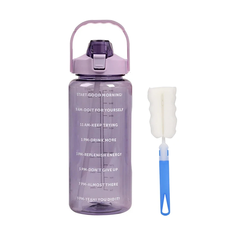 2L Large Water Bottle Portable Plastic Straw Travel Bottle Sports Fitness Cup High Value Big Cup Adult Universal Water Bottle