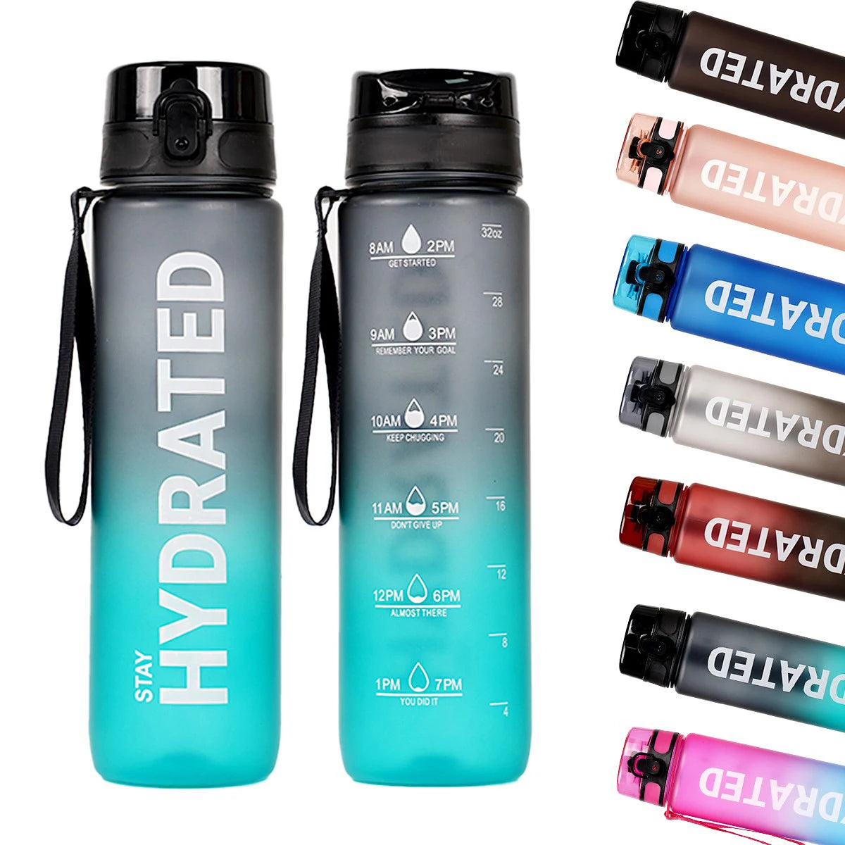 Water Bottle 7 colors 32oz Leak Proof Colorful Plastic Travel drinkware Large Capacity Water Jugs Drinking for Outdoor Hiking