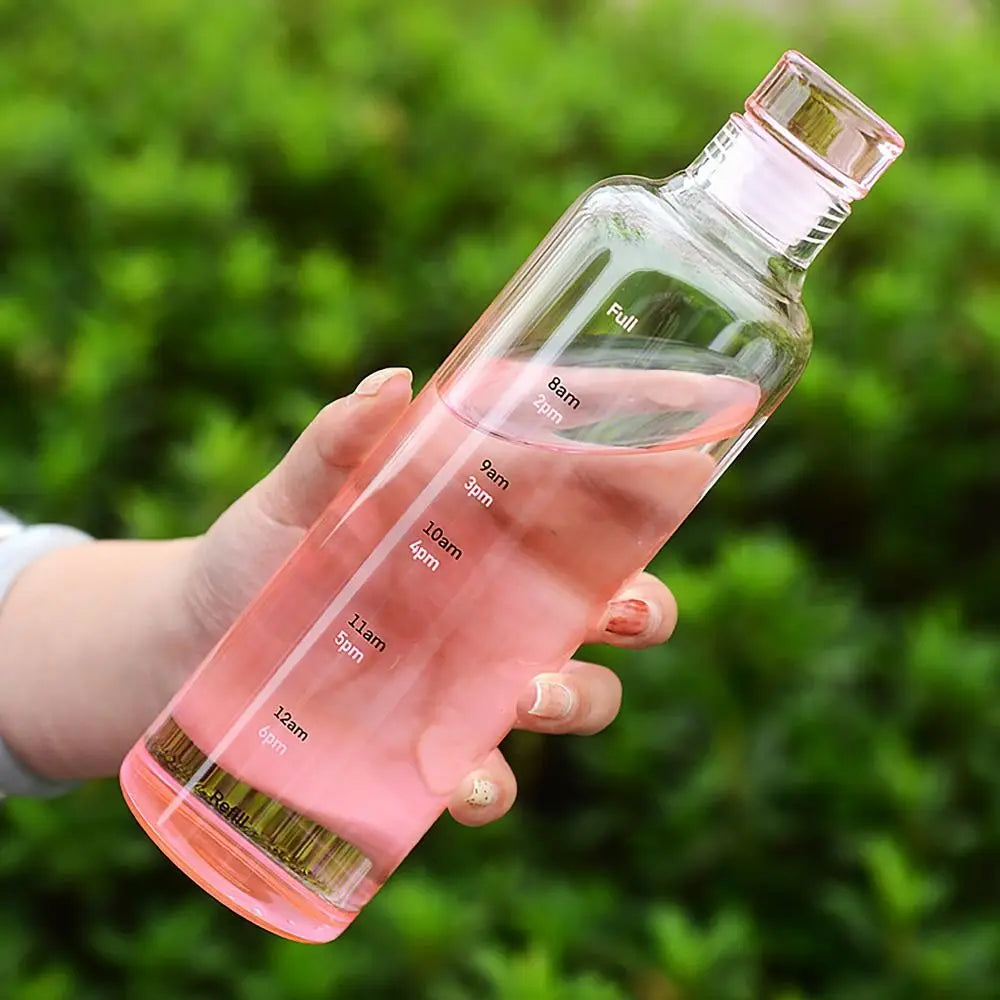 500/750ML Water Bottle INS Style Timescale Transparent Tea Coffee Cup Leakproof Juice Bottle for Student