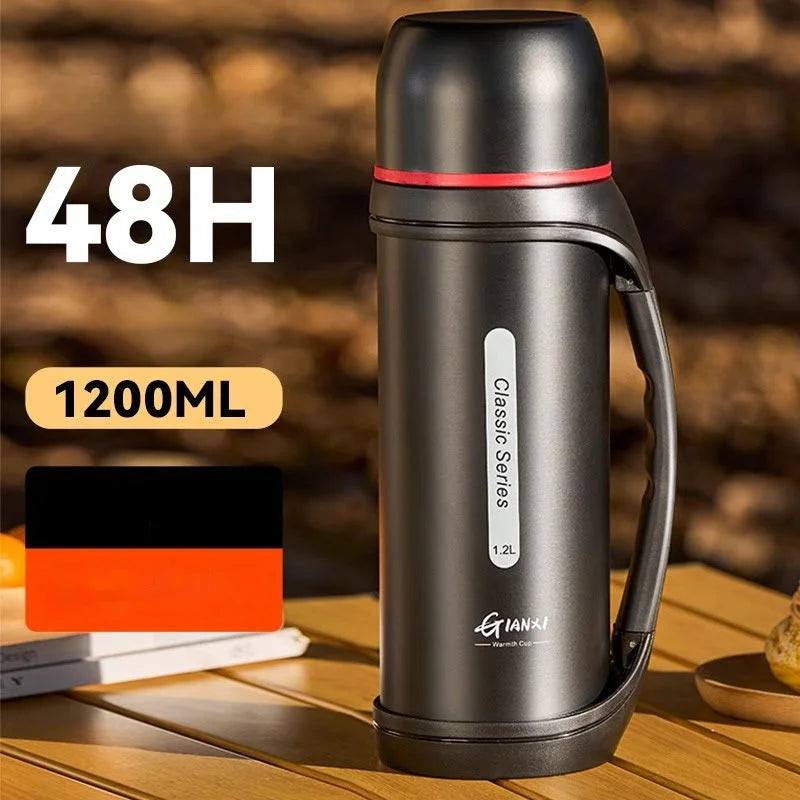 GIANXI 1.2L Large Capacity Kettle Outdoor Camping Thermos Outdoor Travel Coffee Thermos Portable Vacuum Cup