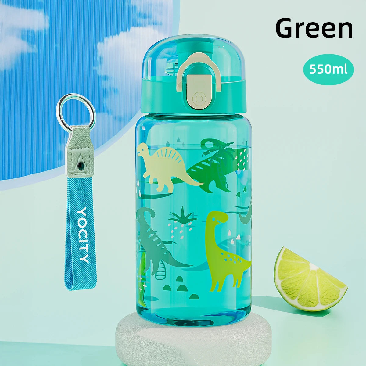 18.6oz Leakproof Cartoon Water Cup Portable Water Bottle With Rope Easy-to-Carry For Outdoor Travel Back to School Essentials