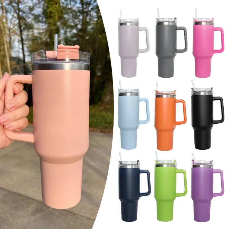 40oz Mug Tumbler With Handle Insulated Tumbler With Lids Straw Stainless Steel Coffee Tumbler Termos Cup for Travel Thermal Mug - Gabriel