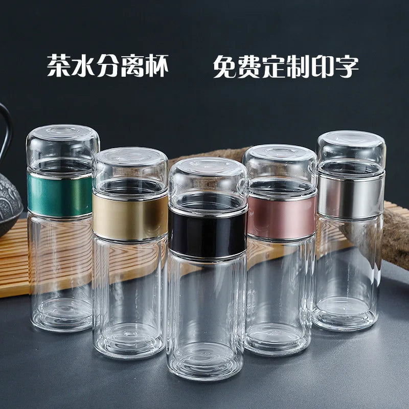 Tea Water Bottle High Borosilicate Glass Double Layer Tea Water Cup Infuser Tumbler Drinkware Water Bottle With Tea Filter