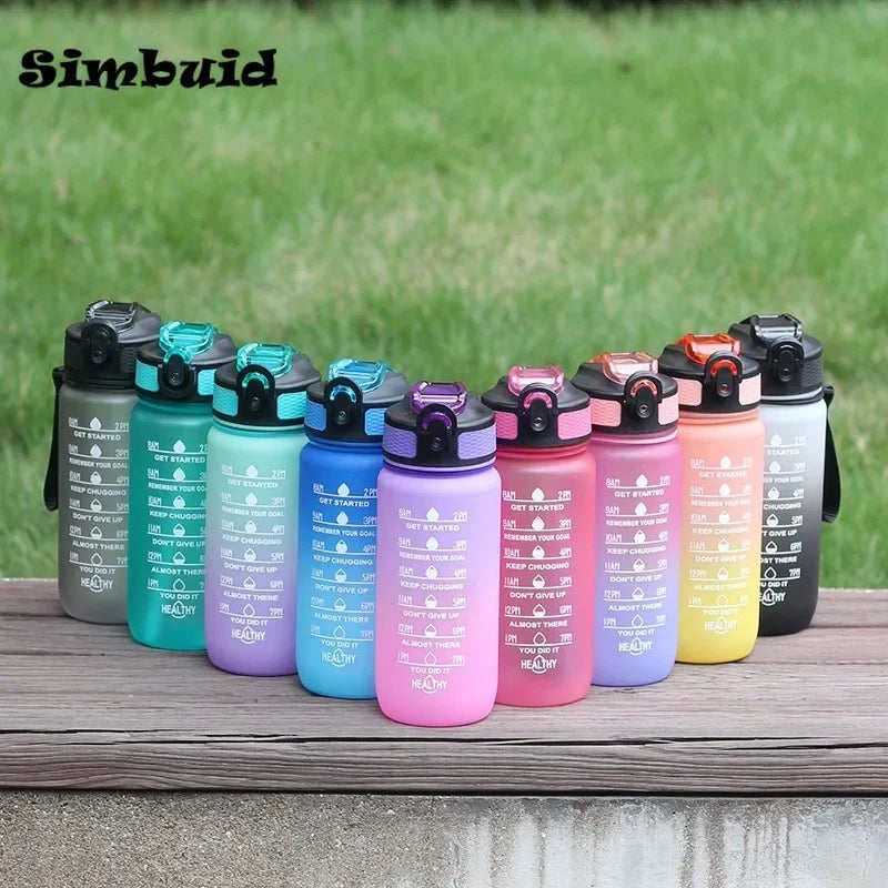 1 Liter Large Capacity Sports Water Bottle Leak Proof Colorful Plastic Cup Drinking Outdoor Travel Portable Gym Fitness Jugs