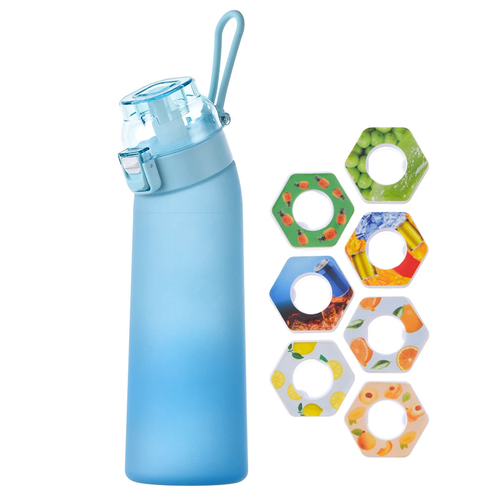 650 ml/22 oz Sportwasserflasche mit 7 Aromakapseln, duftender, auslaufsicherer Wasserbecher mit Fruchtgeschmack und Strohhalm für Outdoor-Aktivitäten im Fitnessstudio