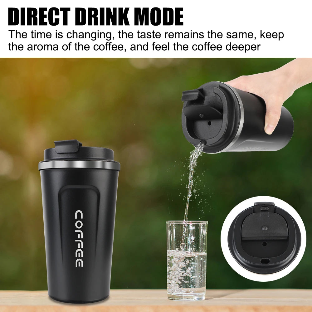 Thermo Cafe Coffee Mug Car Thermos Mug 380/510ML Leak_Proof Travel Thermo Cup for Tea Water Coffee Double Stainless Steel