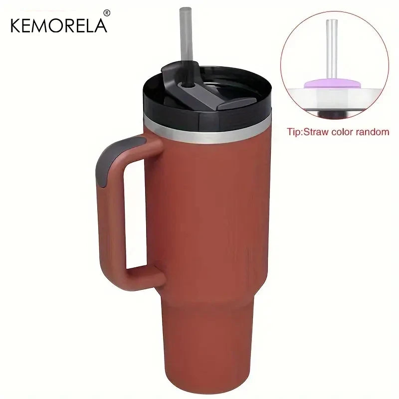 KEMORELA Tumbler With Handle Lid Straw Stainless Steel Water Bottle 887/1182ML Vacuum Thermos Cup Travel Car Coffee Mug - Gabriel