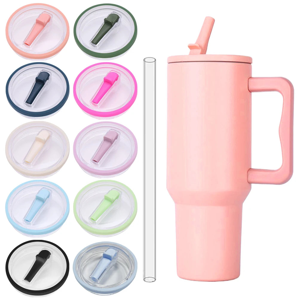 40Oz Tumbler Flip Straw Lid Replacement Spill Proof Reusable Straw Cap Dustproof Tumbler Lids for Stanley 40oz Mug Accessories