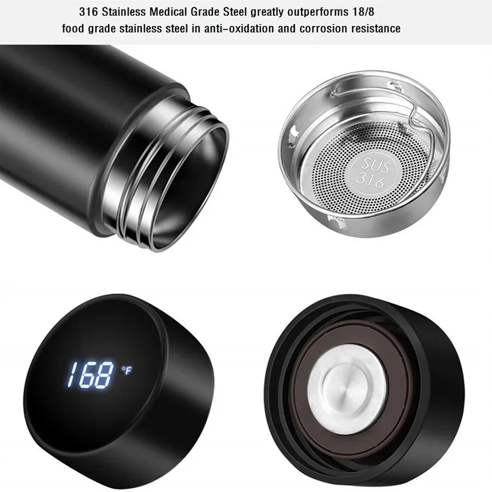 500ml Thermos Flasche Smart Cup Digital mit Temperatur Display 304 Edelstahl Thermos Flasche Lang anhaltende Wärme