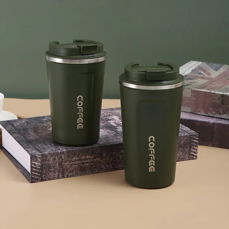 380/510ml Stainless Steel Coffee Cup Travel Thermal Mug Leak-Proof Thermos Bottle Tea Coffee Mug Office Business Style Thermos