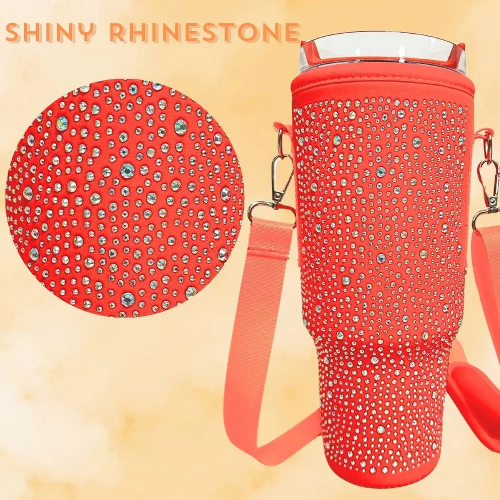 6 colors shiny rhinestone Lanyard cup protection case bag vacuum bottle compatitable for Stanley 40oz accessories vehicle