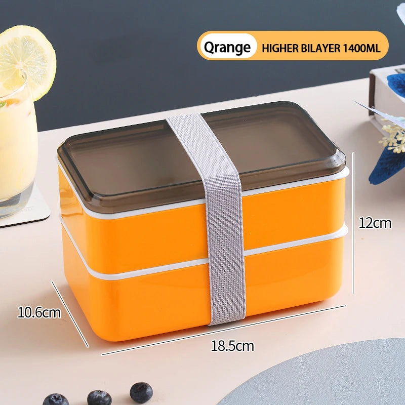 Wooden Grain Lunch Box Large Capacity Double Layer Sealed Leak Proof Microwave Oven Bento Box Food Storage Portable Tableware