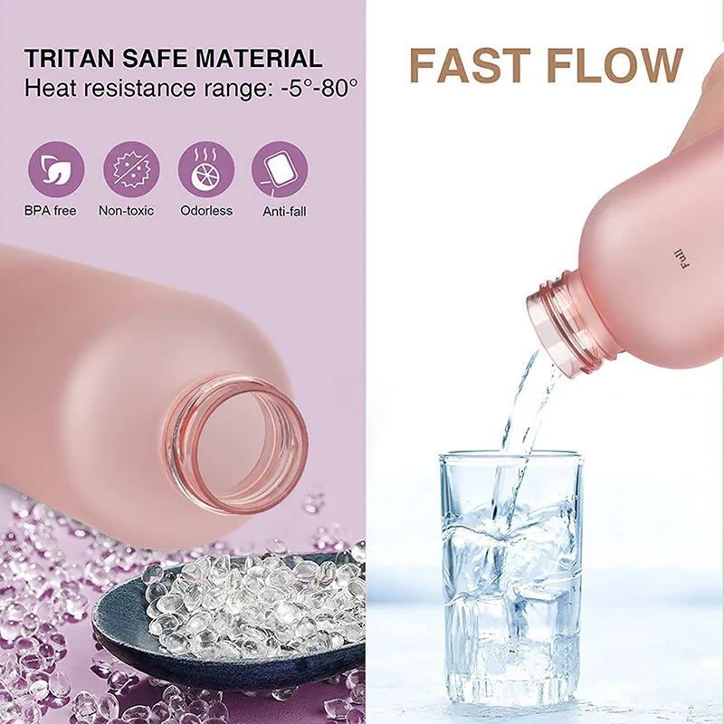 1L Bottle With Time Marker 32 OZ Motivational Reusable Fitness Sports Outdoors Travel Leakproof BPA Free Frosted Plastic